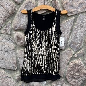 a.n.a Black Tank Top with Silver Embellishments